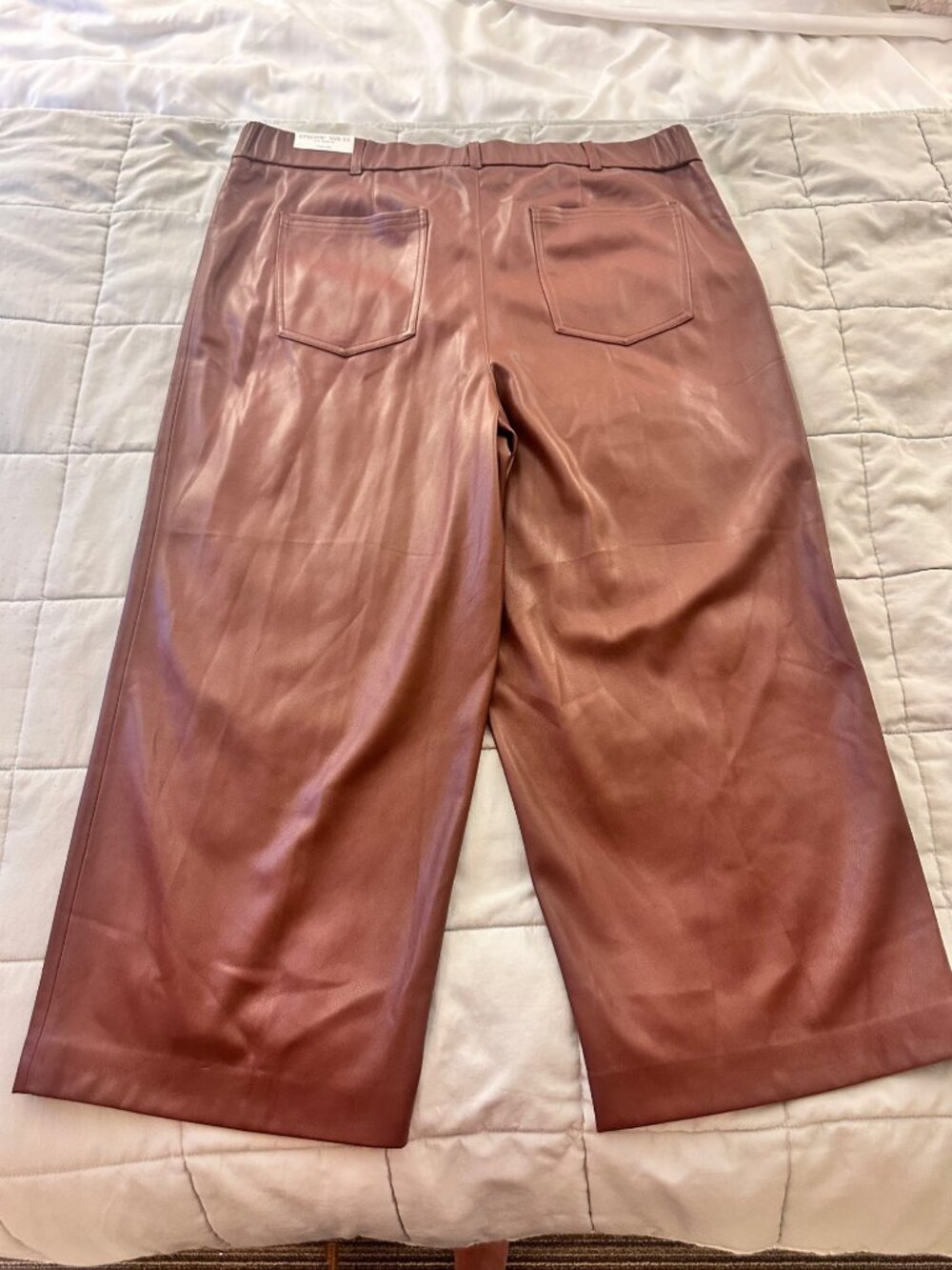NWT Chicos Wide Leg Faux Leather Pants U.S. Size 18 Brown High-Waist Stylish - Picture 12 of 13